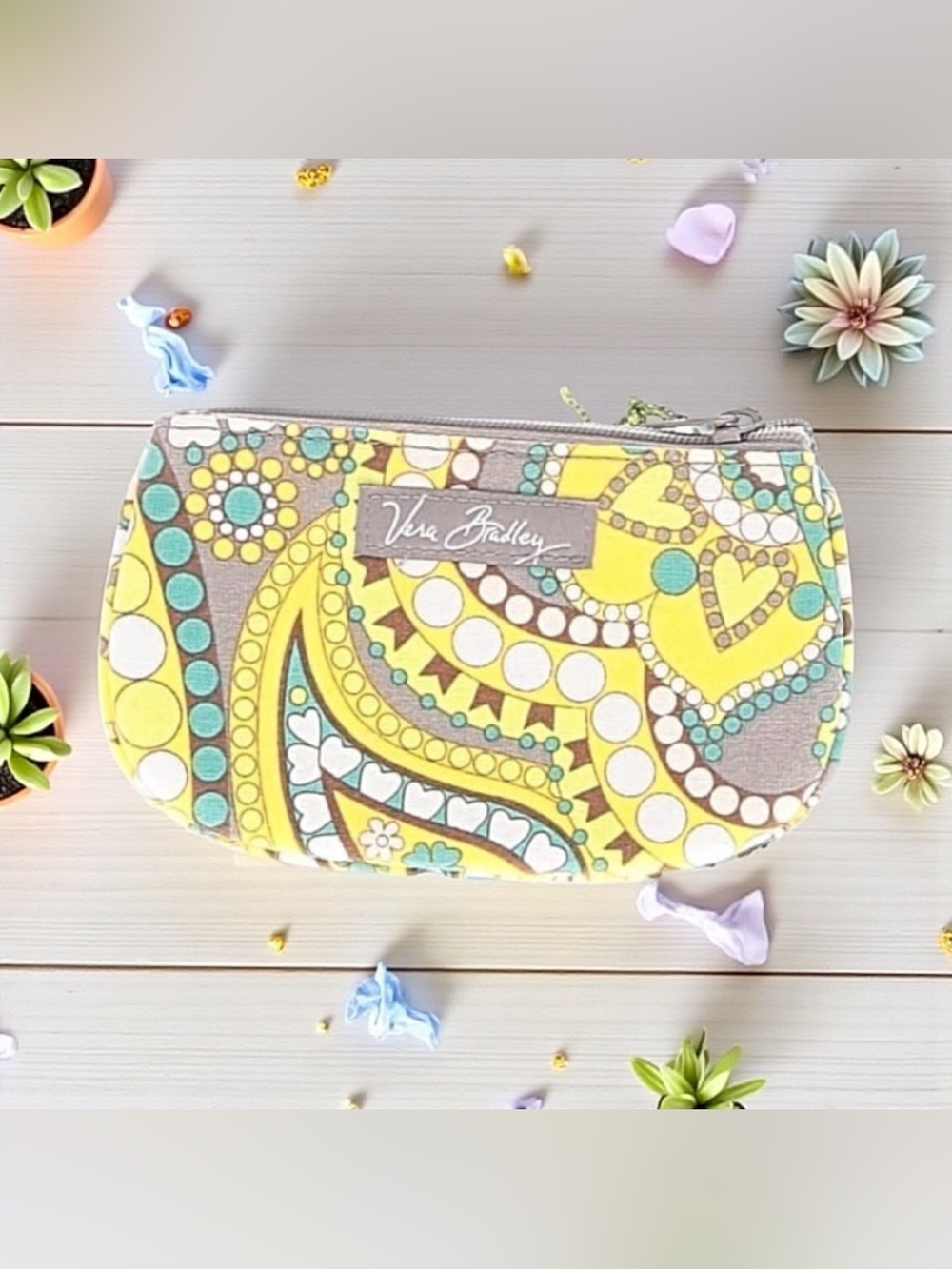 💛VERA BRADLEY💛Lemon Parfait Clip Zip ID Case/RETIRED PATTERN/NWT
